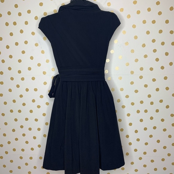 Bebe Ruffle Collar Plunge Wrap Dress Black S goth chic - Picture 3 of 6